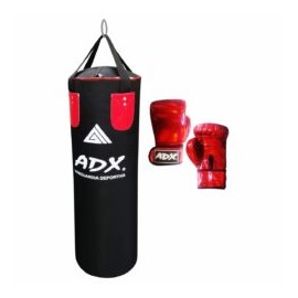 Costal Box Adulto Adx Relleno 30x90cm +guantes Rojo Metálico